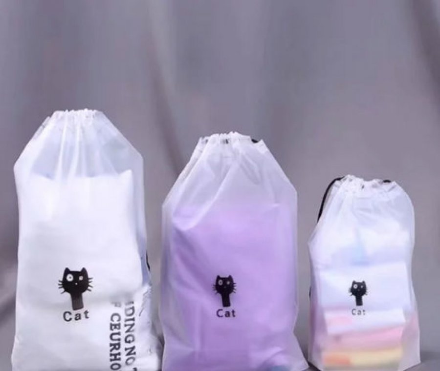 Custom printed plastic PE poly Drawstring backpack bag for apparel clothing shoes packing (复制)
