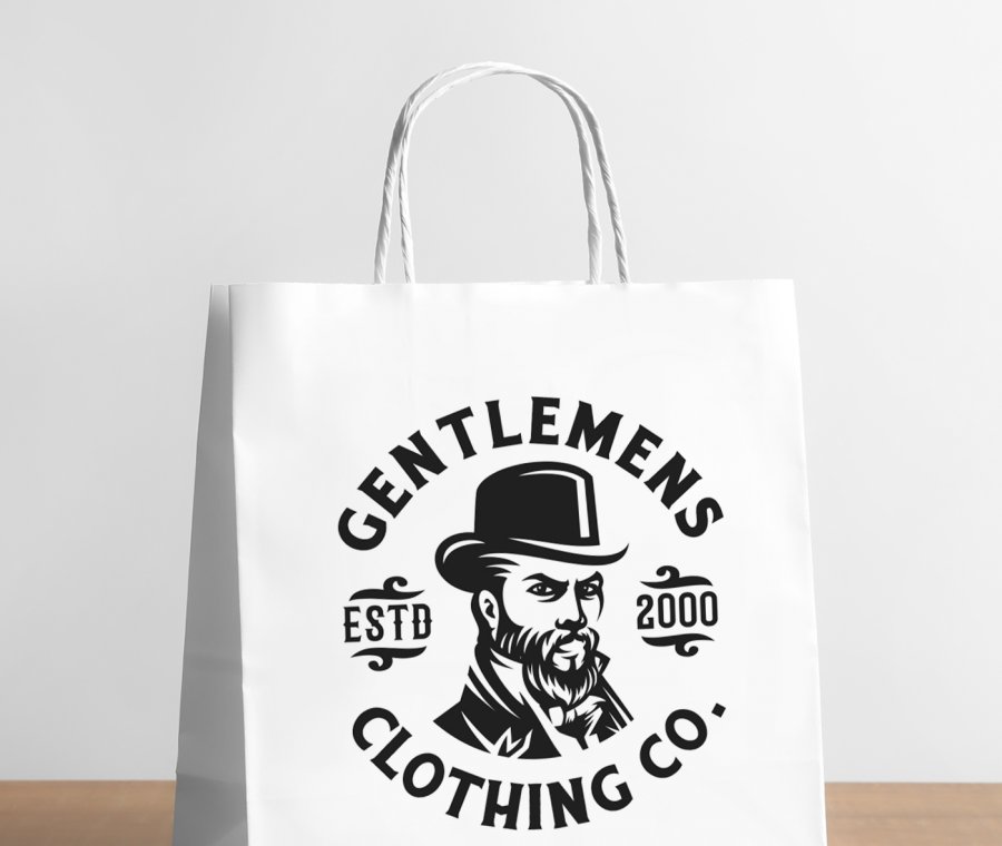 white kraft paper bag custom print shopping bag with handles
