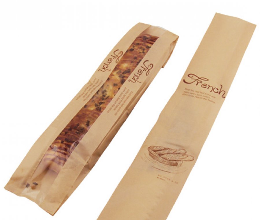 food packaging kraft bread packing bakery paper bag with clear window