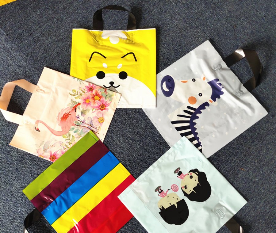 GRS LDPE UV Resistant Tight Plastic Supermarket Bag Outdoor Shopping Carrier Bag with Soft Loop Handles