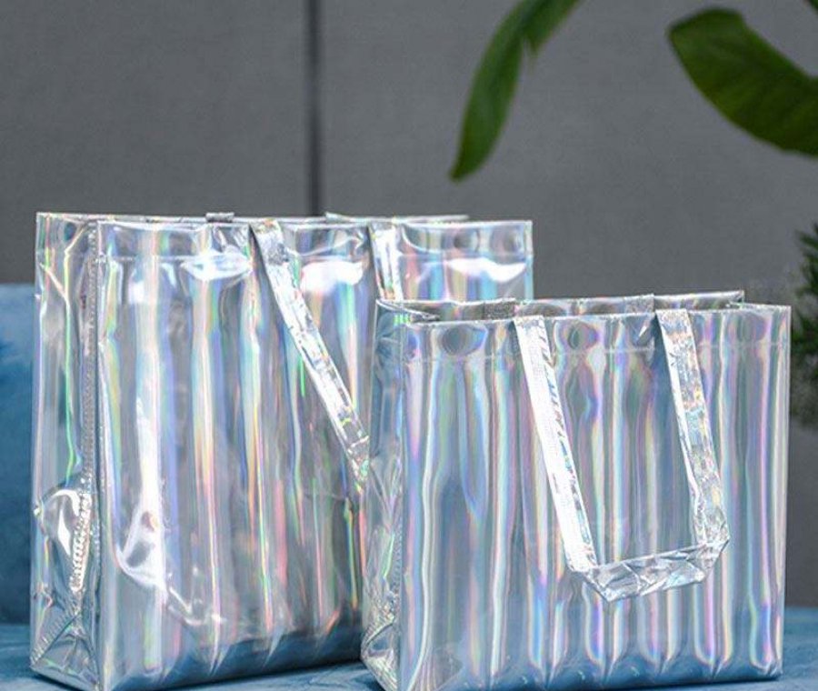 Shoulder Carrying Handle Plastic Shopping Bag Side Gusset Bag Luxury Brand Delivery Bag for Clothes and Shoes