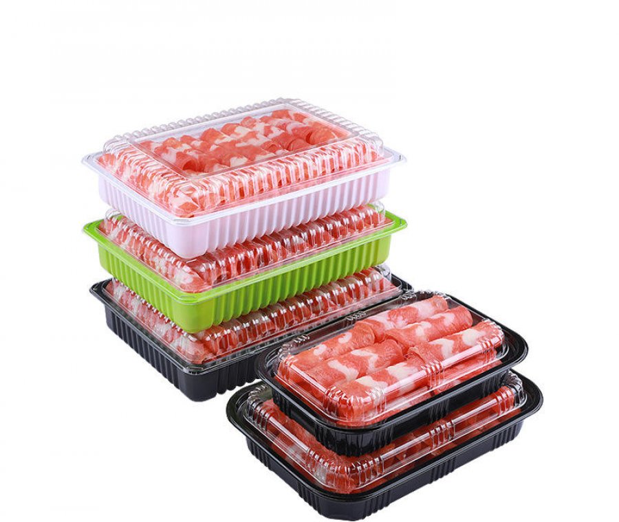 Clear PET RPET Plastic Disposable Blister Fresh Meat Tray Food Container Clamshell Trays