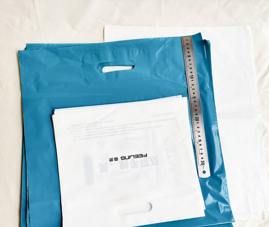 GRS PE PCR Poly Grocery Shopping Bag with Reinforced Die Cut Patch Handle