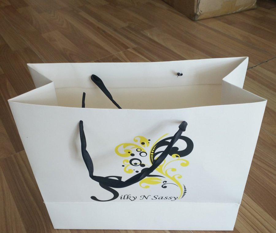  Custom Logo Art Paper Shopping Bags White Black Brown Hand Length Handle Recyclable Supermarket Promotion Exhibition Use