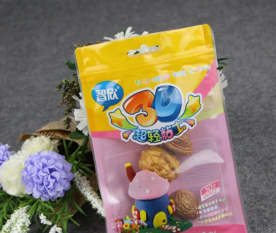 Custom design 3 side seal resealable plastic bag with clear window